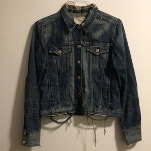 Rag & Bone Distressed Denim Jean Trucker Jacket